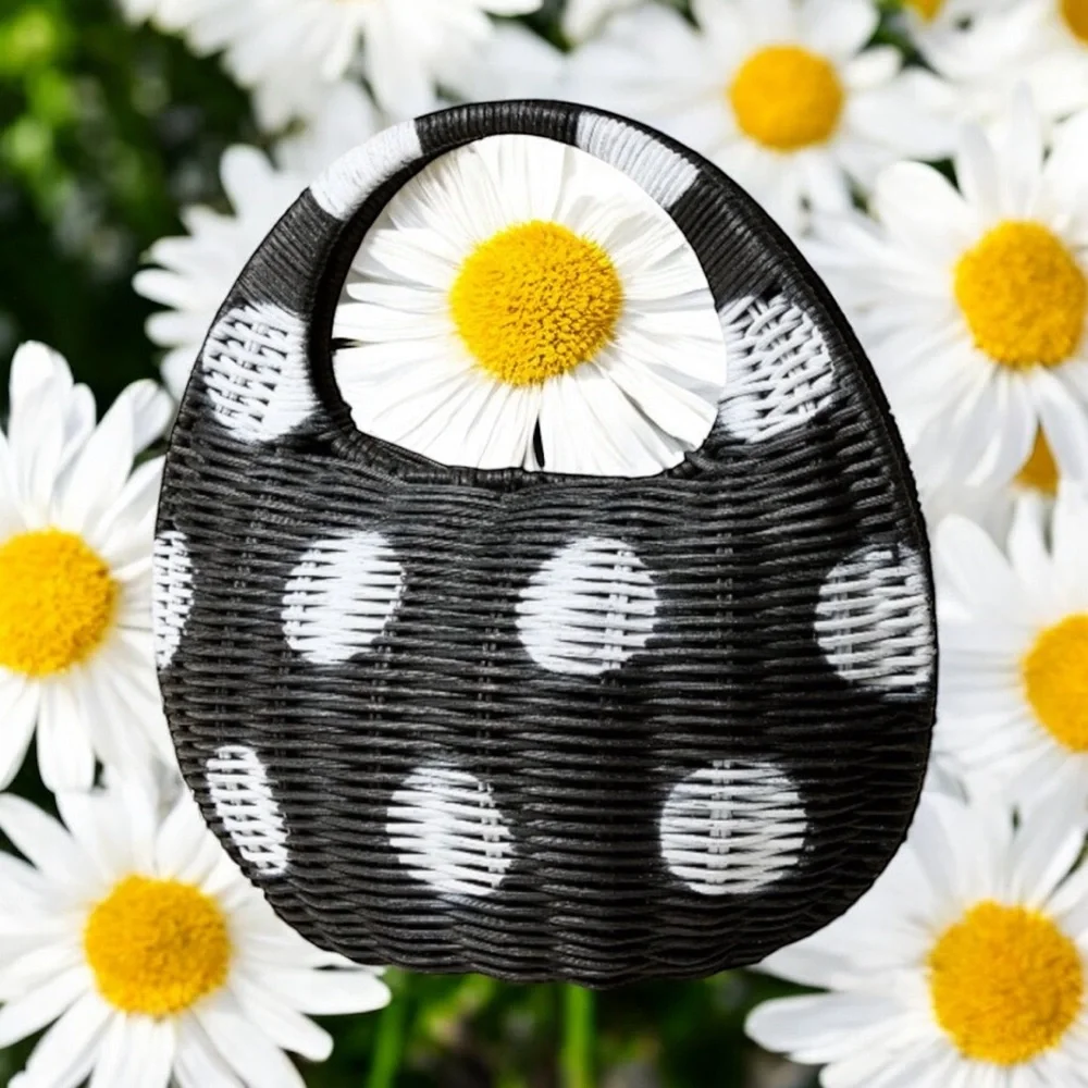 Kate Spade X Target Polka Dot Wicker Crescent Bag NWT Summer Preppy Straw Hobo